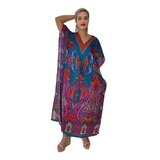 Vestido Kaftan Indiano Longo Estampado Plus Size - Cod. 101