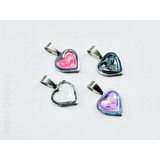 Set De 4 Dijes Chicos Corazon Esmaltados Acero Quirurgico