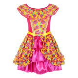 Vestido Festa Junina Caipira Catarina Amarela Infantil