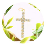 Dije Collar Oro 18k Cruz Diamante Brillante Religion Colgant