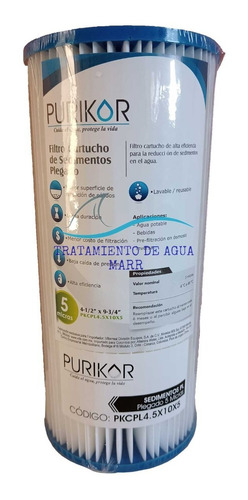 Filtro Sedimentos Plisado 4.5x10 5 Micras Bb Purikor