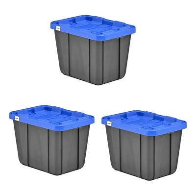 Caja Plástica Uso Rudo 55x36x37cm Profesional 54 Lts Paq 3 U Color Tapa Azul | Envío gratis
