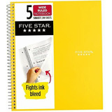 Five Star Cuaderno De Espiral 5 Temas, Papel Rayado, 200 Color 09 Amarillo