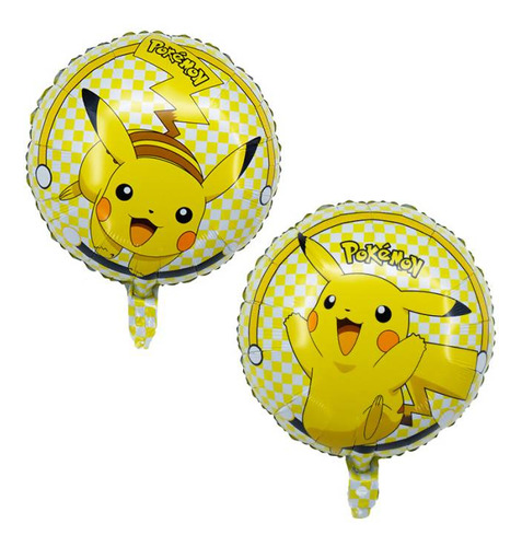 2 Globos Látex Pokemon Pikachu Fiesta Regalos Decoración