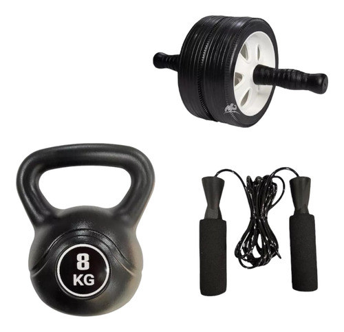 Kit Entrenamiento Rueda Abd+ Rusa 8kg +soga De Salto Mrgym27