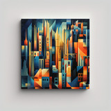 70x70cm Pinturas Decorativas Ciudad Geométrica Abstracción