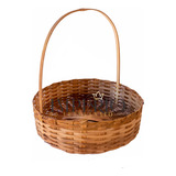 2 Cesta De Bambu Vime Palha 40cm P/ Presentes