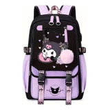 Mochila Escolar Fantasy Magic Kuromi Student De Gran Capacid Color Three