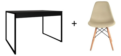 Kit Cadeira Eames Fendi C/ Mesa De Jantar Home Office Preta