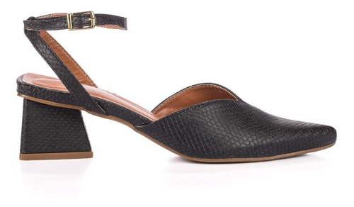 Scarpin Feminino Bico Fino Mule Salto Geométrico Confortável