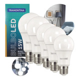 Kit 5 Lâmpadas Led Luz Branca Bulbo 15w E27 6500k Tramontina