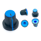 Knob Ad23n  Estriado Azul P/potenciômetro Pc C/ 5peças