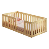 Mini Cama Montessoriana Madeira Maciça Com Grade Giulia