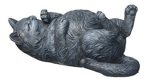 Diseño Toscano Gato Jugueton En La Espalda Estatua, Piedra