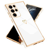 Funda Para Galaxy S22 Ultra Luxury Plating Heart Blanco Gold
