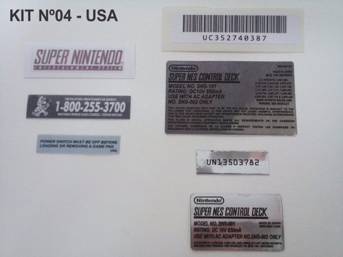 Kit Adesivo Console Super Nintendo Labels Snes Cartucho Fita