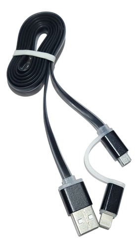 Cable Usb iPhone 1 Metro Celular Tablet Resistente 2 En 1 Color Negro