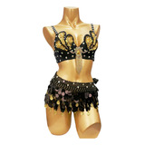 Conjunto De Presentación Bellydance Danza Árabe 32b Negro