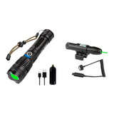 Linterna Tactica P50 Luz Verde Zoom Caza + Laser Mira Verde 