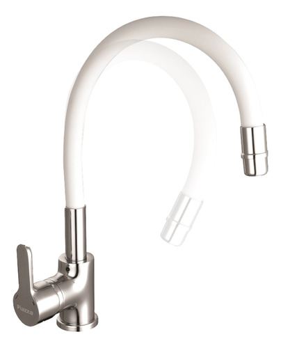 Griferia Cocina Monocomando Blanco Flexible Cromado