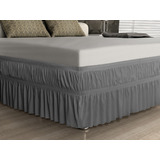 Saia P/ Cama Box - Malha - Queen Size - Cinza - Adomes