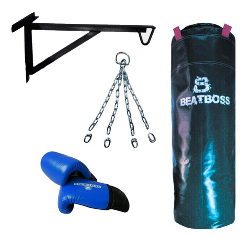 Kit Entrenamiento Guantin Boxeo + Bolsa 75cm +soporte Cadena