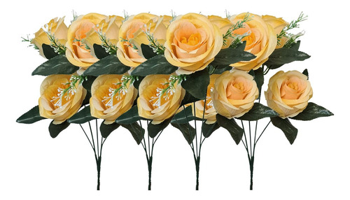 Kit 4 Buquê De Rosas Artificiais Flores Decorativas Realista