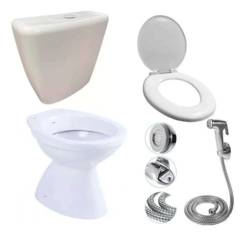 Combo Inodoro Roca Mochila Pvc Asiento Pvc + Bidet Gatillo