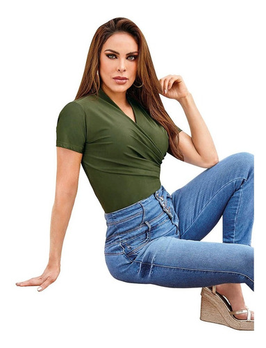 Blusa Casual Mujer Color Verde Olivo 131-82