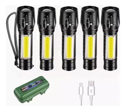 5pcs Lampara Tactica Recargable Led 2000l Linterna Lateral