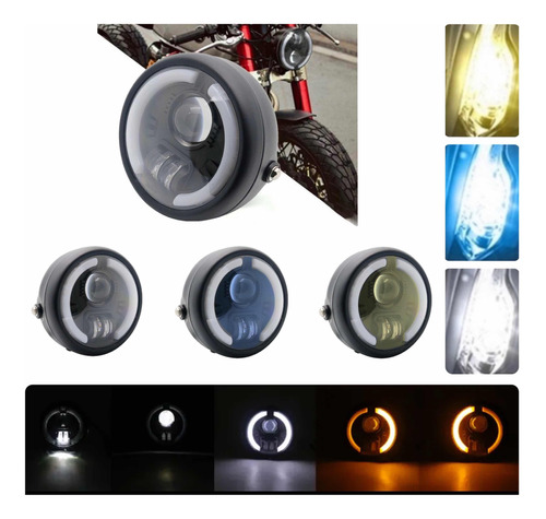 Faro Led Moto Uni 6.5 PuLG Suzuki Chopper Cafe Bobber Harley