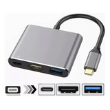 Adaptador Tipo C A Hdmi 4k Convertidor Hub Usb 3 En 1 3.0 