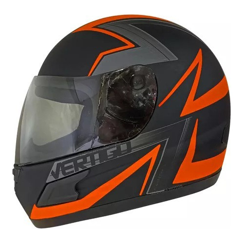 Casco Moto Vertigo Hk7 Bolt Negro Naranja