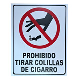 Letrero 35x45cm Lamina Prohibido Tirar Colillas De Cigarro