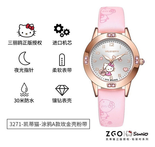 Reloj Sanrio Para Mujer, Resistente Al Agua, Hello Kitty