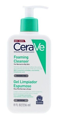 Cerave Gel Limpiador Facial Espumoso 236ml Foaming Cleanser