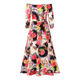 Vestido Largo Floral Bustle Backless Temperamento Grado