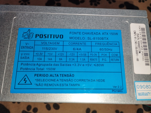 Fonte Pc Positivo Sl-8150btx Atx 150w + Cabo De Energia