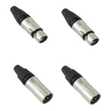 4 Conectores Cannon Xlr Macho E Femea Similar Neutrik Dlk