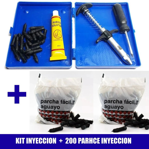 Kit Inyección Reparación Parchado Llanta Moto Carr+200parche