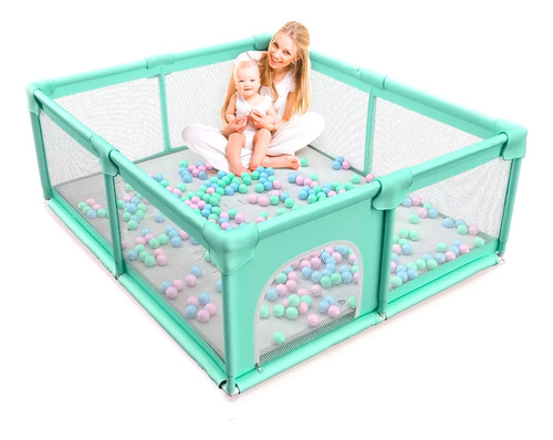 Corral De Seguridad Bebe 120 Cm Cuadrado Verde Menta