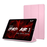 Capa Smart Case Para Apl iPad 5 Air 1 A1474 A1475 Completa Cor Rosa
