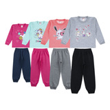 4 Conjunto Agasalho Infantil Feminino De Inverno Grosso Frio