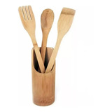 Set Utensilios Pala Espatula Cuchara Utensilios Cocina Bambu