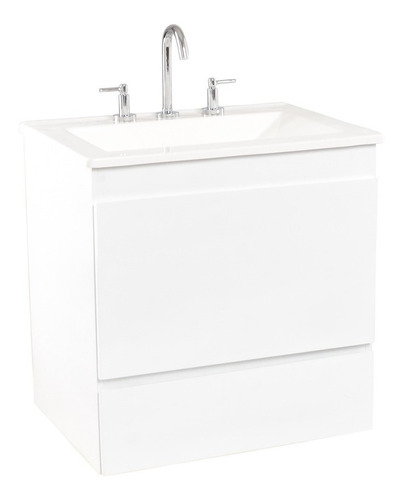 Mueble Para Baño Eka Sanitarios Milan Con Mesada De 50cm De Ancho, 60cm De Alto Y 40cm De Profundidad Con Bacha Y Mueble Color Blanco Con Tres Agujeros Para Grifería