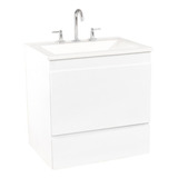 Mueble Para Baño Eka Sanitarios Milan Con Mesada De 50cm De Ancho, 60cm De Alto Y 40cm De Profundidad Con Bacha Y Mueble Color Blanco Con Tres Agujeros Para Grifería