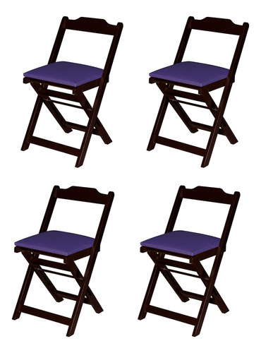 Kit Dobrável Com 4 Cadeiras Boteco E Bar Madeira Maciça