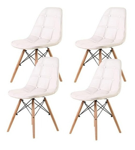 Set 4 Silla Eames Dsw Soft Capitone Tapizada- Alto Impacto