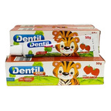 Kit Com 5 Gel Dental Kids Dentil Zoo Morango 50g Cada