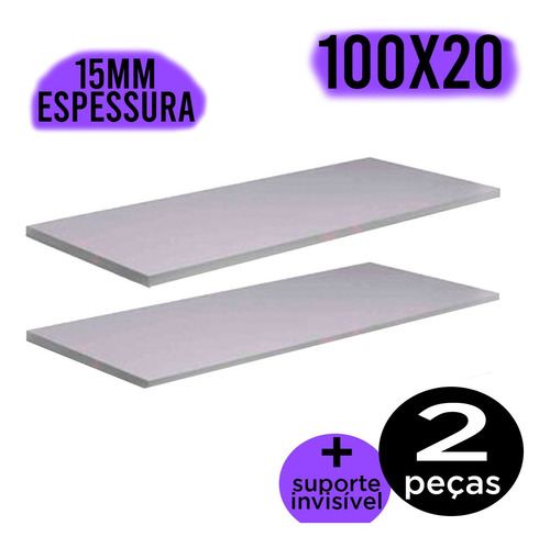 Kit 2 Prateleiras Mdf Lisas 100x20 Suporte Invisivel Oferta